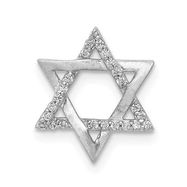 Image of 14k White Gold 1/10ctw Diamond Star of David Chain Slide Pendant