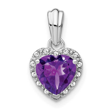 Image of Sterling Silver Amethyst and Diamond Pendant PM7400-AM-007-SSA