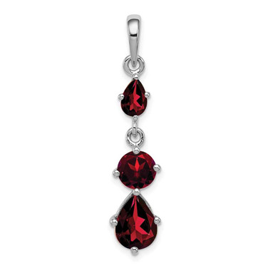 Image of Sterling Silver Rhodium-plated Garnet Pendant QP4542GA