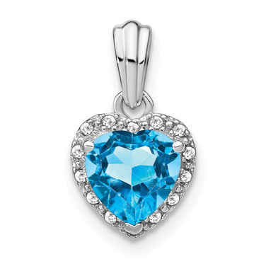 Image of Sterling Silver Blue Topaz and Diamond Pendant PM7400-BT-007-SSA