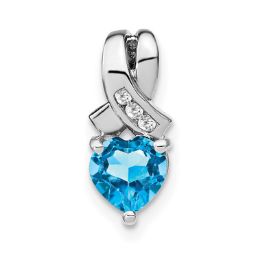 Sterling Silver Blue Topaz and Diamond Pendant PM7401-BT-003-SSA