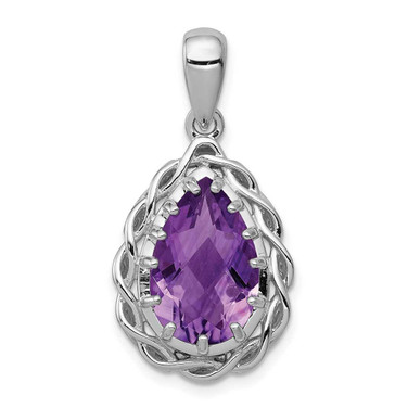 Image of Sterling Silver Rhodium-plated Amethyst Pendant QP2906AM