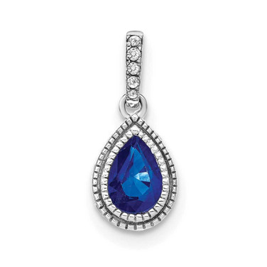 Image of 14k White Gold Pear Sapphire and Diamond Pendant PM7094-SA-019-WA