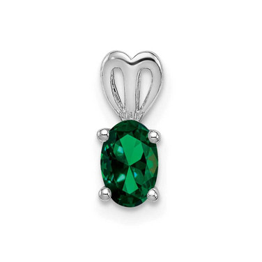 Image of Sterling Silver Rhodium-plated Created Emerald Pendant QBPD20MAY