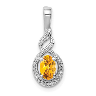 Image of Sterling Silver Rhodium-plated Citrine & Diamond Pendant QBPD18NOV