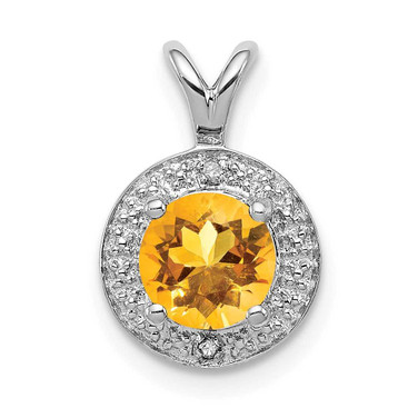 Image of Sterling Silver Rhodium-plated Diamond & Citrine Pendant QBPD11NOV