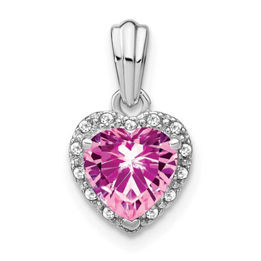 Image of Sterling Silver Created Pink Sapphire and Diamond Pendant PM7400-CPS-007-SSA