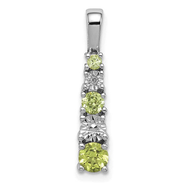 Image of Sterling Silver Rhodium-plated Peridot and Diamond Pendant QP3117PE