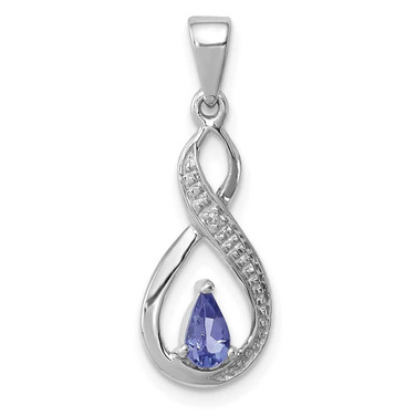 Image of Sterling Silver Rhodium-plated Tanzanite & Diamond Pendant QDX966