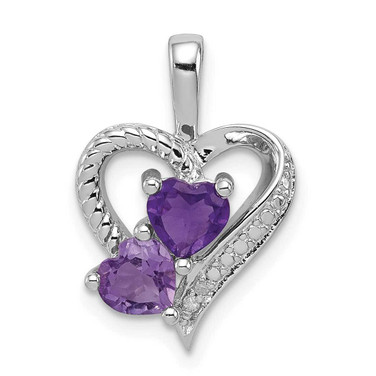 Image of Sterling Silver Rhodium-plated Amethyst and Diamond Pendant QP3138AM