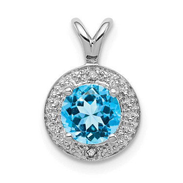 Image of Sterling Silver Rhodium-plated Diamond & Blue Topaz Pendant QBPD11DEC