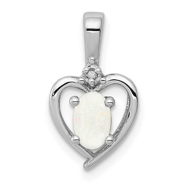 Image of Sterling Silver Rhodium-plated Created Opal & Diamond Pendant QBPD19OCT