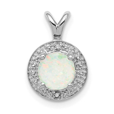 Image of Sterling Silver Rhodium-plated Diamond & Created Opal Pendant QBPD11OCT