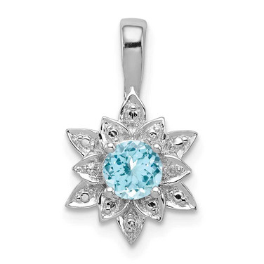 Image of Sterling Silver Rhodium-plated Diamond & Light Blue Topaz Pendant QP3069BT