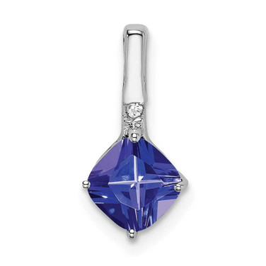 Image of 14k White Gold Cushion Tanzanite and Diamond Pendant