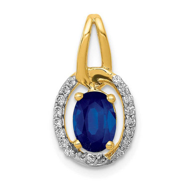 Image of 14K Yellow Gold Diamond and .85 Sapphire Halo Pendant