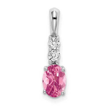 Image of 14k White Gold Oval Pink Tourmaline and Diamond Pendant