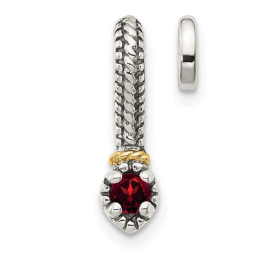 Image of Sterling Silver w/ 14k Polished Garnet Chain Slide Pendant