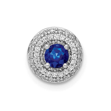 Image of 14k White Gold 1/4ctw Diamond and .25 Sapphire Chain Slide Pendant