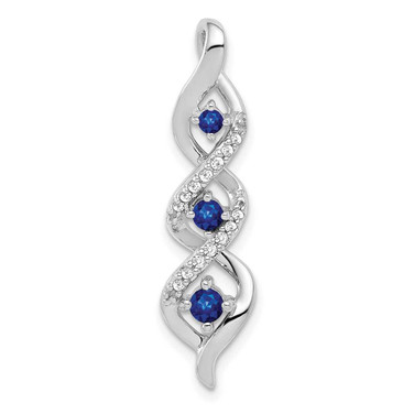 Image of 14k White Gold Diamond/.26 Sapphire 3-stone Twisted Chain Slide Pendant