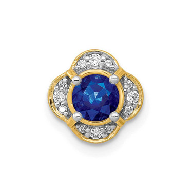 Image of 14K Yellow Gold 1/15ctw Diamond and .33 Sapphire Fancy Chain Slide Pendant