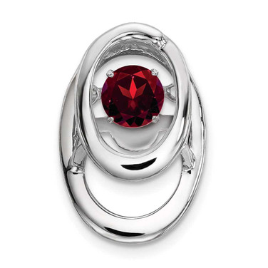 Image of Sterling Silver Rhodium-plated Garnet Birthstone Vibrant Chain Slide Pendant