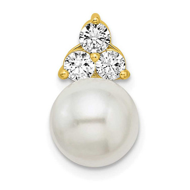 Image of 14K Yellow Gold Lab Grown Diamond SI1/SI2, G H I, Fancy Freshwater Cultured Pearl Chain Slide Pendant PM7997-038-YLG