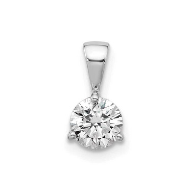 Image of 14k White Gold 1/2ct. Round Lab Grown Diamond SI+, H+, 3 Prong Solitaire Pendant