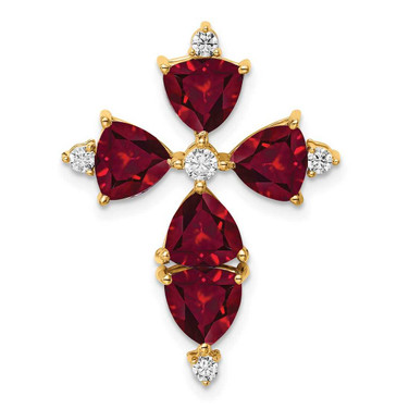 Image of 14K Yellow Gold Lab Grown Diamond & Created Ruby Pendant PM7514-CRU-020-YLG