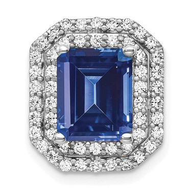 Image of 14K White Gold Lab Grown Diamond & Created Blue Sapphire Pendant PM7504-CSA-062-WLG
