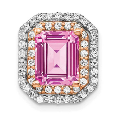 Image of 14K Two-tone Gold Lab Grown Diamond & Created Pink Sapphire Pendant PM7504-CPS-062-WRLG