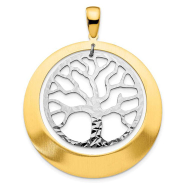 Image of Sterling Silver and Gold-tone Textured Tree Pendant