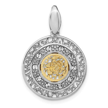 Image of Sterling Silver Rhodium-plated Gold-tone Crystal Pendant