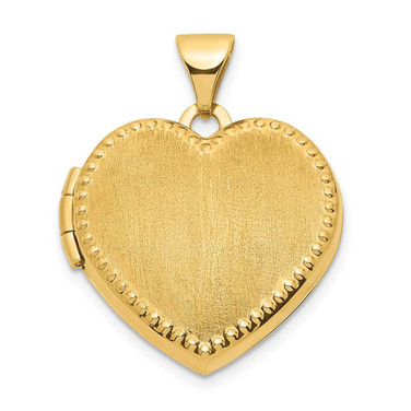 Image of 14k Yellow Gold Brushed w/Beaded Edge 18mm Heart Locket Pendant