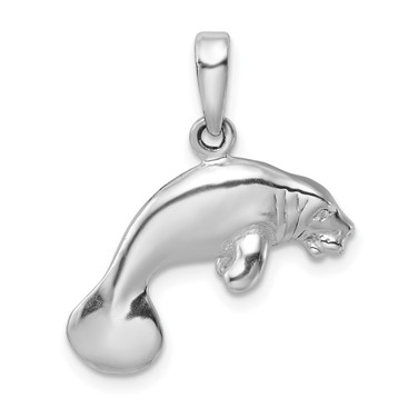 Sterling Silver Polished 3D Manatee Pendant QC9958