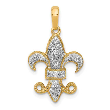 Image of 14K Yellow Gold Diamond Fleur De Lis Pendant