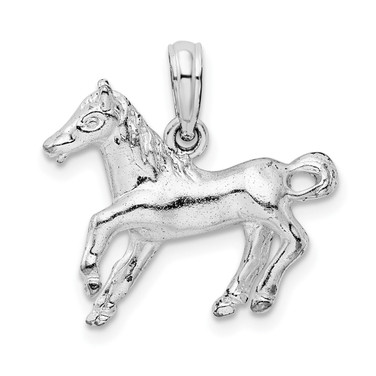 Sterling Silver Polished Galloping Horse Pendant