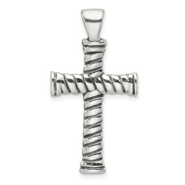 Image of Sterling Silver Polished and Antiqued Cross Pendant