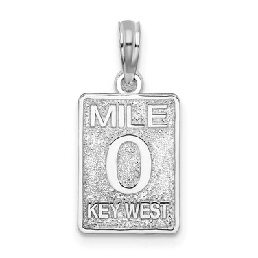 Image of Sterling Silver Polished 0 Mile Marker Key West Pendant