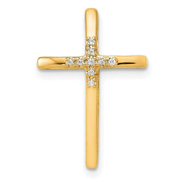 Image of 10k Yellow Gold .03ctw Diamond Cross Chain Slide Pendant