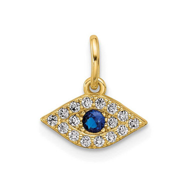 Image of Sterling Silver Gold-tone Synthetic Blue Spinel and CZ Evil Eye Pendant