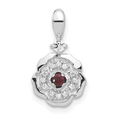 Image of Sterling Silver Created Ruby & CZ Roseate Pendant PM8279-RU-013-SSWCZ
