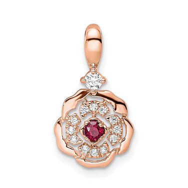 Image of Pink Sterling Silver Created Ruby & CZ Roseate Pendant PM8279-RU-013-SSRCZ