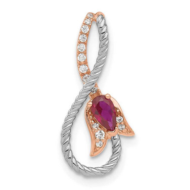 Image of Pink Sterling Silver w/WG Created Ruby & CZ Roseate Pendant PM8282-RU-007-SSRWCZ