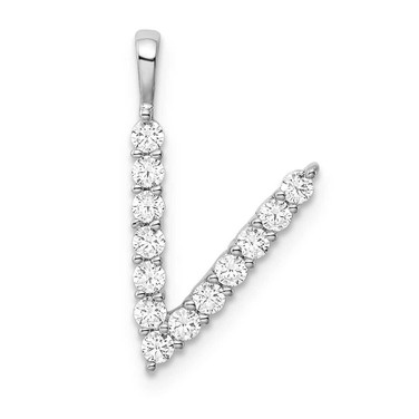 Image of Sterling Silver Large Initial V CZ Pendant