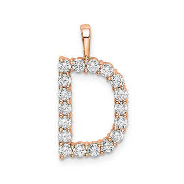Image of Pink Sterling Silver Large Initial D CZ Pendant