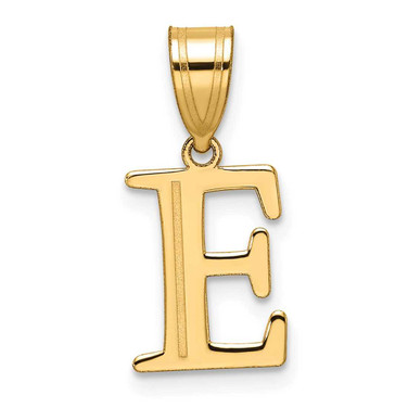 Image of 14K Yellow Gold Polished Etched Letter E Initial Pendant YC1539E