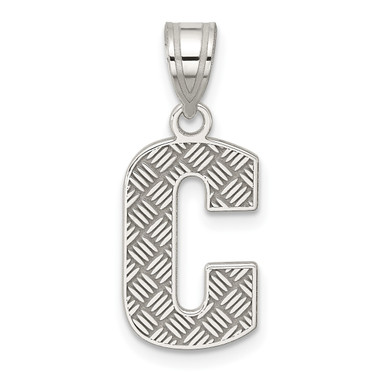 Sterling Silver Letter C Initial Pendant QC2762C