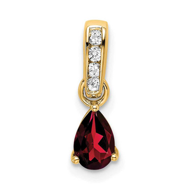 Image of 14K Yellow Gold Pear Garnet and Diamond Pendant PM7409-GA-005-YA