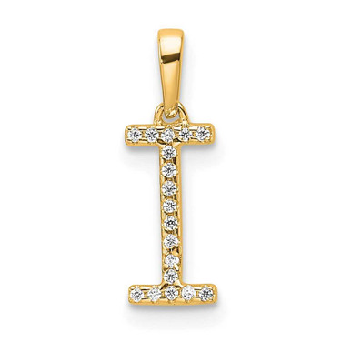 Image of 10k Yellow Gold Diamond Letter I Initial Pendant PM9798I-005-1YA